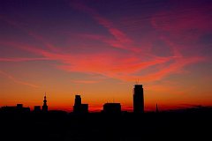 Sunset observed from the tower of Saint Ann's church in Warsaw