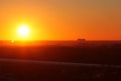 Sunrise observed from skyscraper in Warsaw