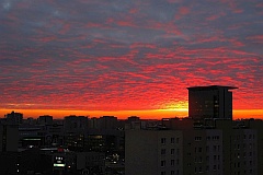 Sunset observed from skyscraper in Warsaw - January 2015