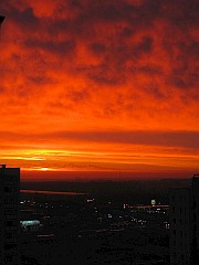 Sunrise observed from skyscraper in Warsaw